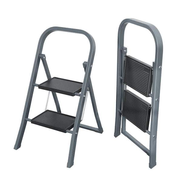 Unbranded 2-Step Steel Step Stool Ladder (6ft. Reach Height) 330 lbs. Load Capacity, Folding Step Ladder with Wide Anti-Slip Pedal
