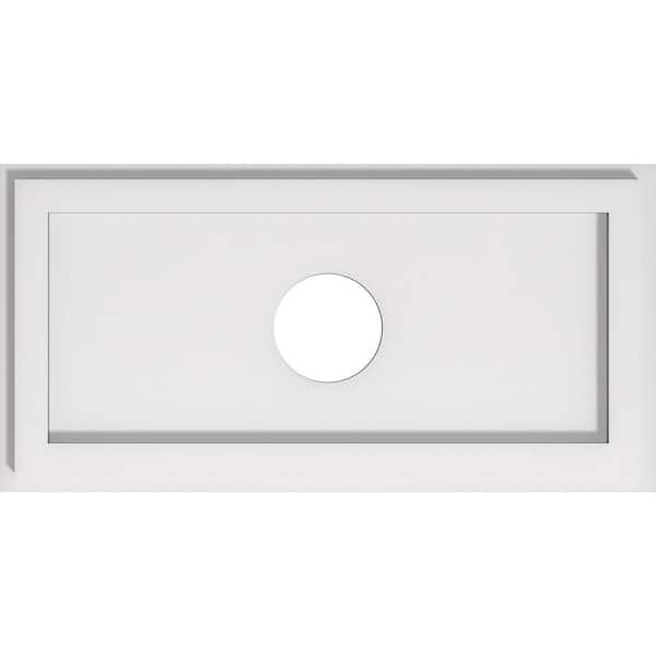 Ekena Millwork 1 in. P X 18 in. W X 9 in. H X 3 in. ID Rectangle Architectural Grade PVC Contemporary Ceiling Medallion