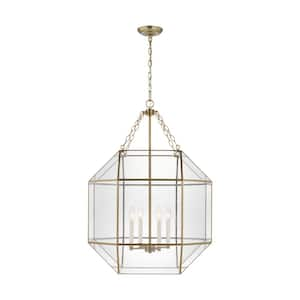 Generation Lighting Charleston Small 4-Light Satin Brass Shaded Pendant  Light 5191004-848 - The Home Depot