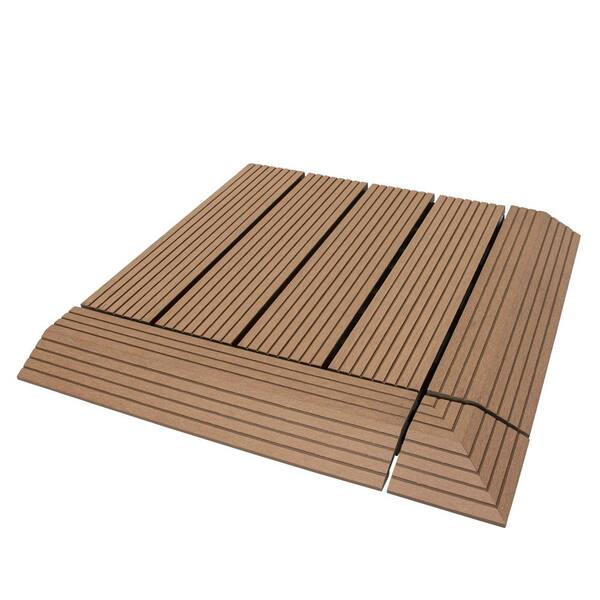 CREATIVE SURFACES 3 in. x 12 in. Composite Deck Tile Edge Trim in Sable (4-Pieces Per Box)