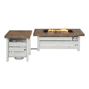 Sunbury 48 in. Steel Low Profile Wood-Look Tile Top LP Gas Fire Pit with Tank Holder