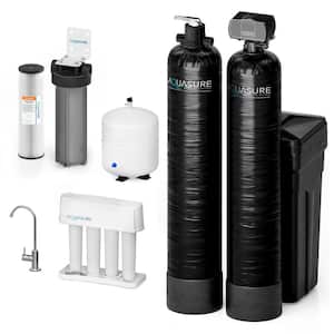 Signature Series Complete Whole House Water Filtration System with Fine Mesh Resin - 48,000 Grains