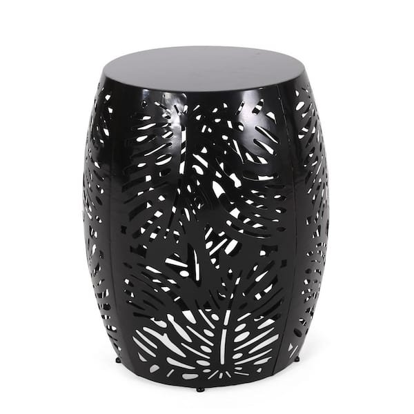 Modern Black Iron Cut Design Metal Outdoor Indoor Accent Table