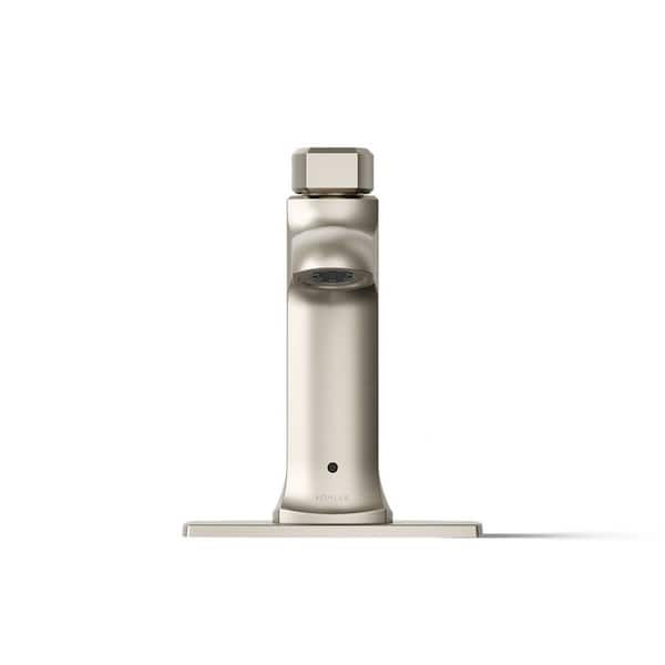 KOHLER Rubicon Battery Powered Touchless Single Hole Bathroom Faucet in Vibrant Brushed Nickel
