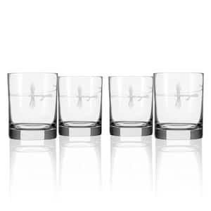 Fly Fishing 13 fl.oz Clear Double Old Fashioned Glasses (Set of 4)