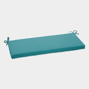 Solid Rectangular Outdoor Bench Cushion in Blue