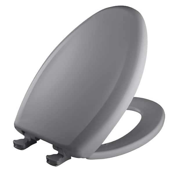 BEMIS Soft Close Elongated Plastic Closed Front Toilet Seat in Country Grey Removes for Easy Cleaning and Never Loosens