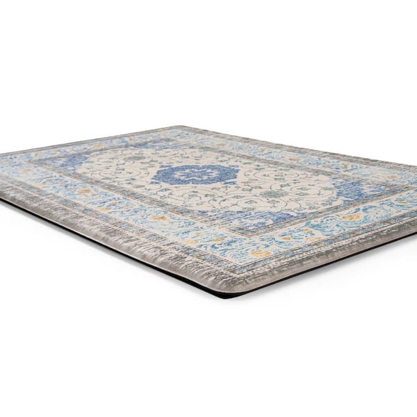Blue 18 in. x 30 in. Persian Traditional Anti Fatigue Standing Mat