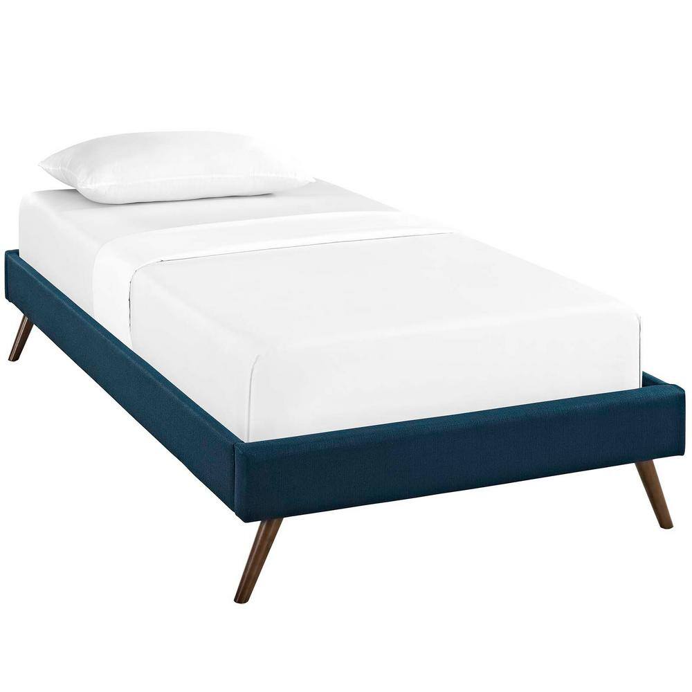 Azure Twin Upholstered Wood Frame Platform Bed with Slats