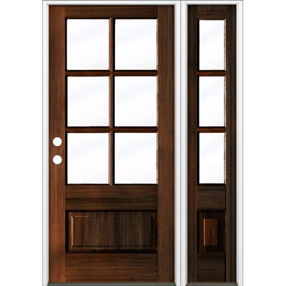 50 in. x 80 in. Farmhouse 3/4 Lite Clear Glass Red Mahogany Stain Right-Hand/Inswing Hemlock Prehung Front Door w/ RSL price history on PriceWatchPro