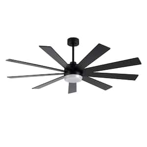 84 in. 9 Blades LED Indoor Black Ceiling Fan with Remote