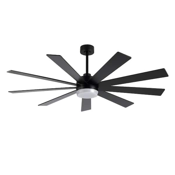 WINGBO 84 in. 9 Blades LED Indoor Black Ceiling Fan with Remote
