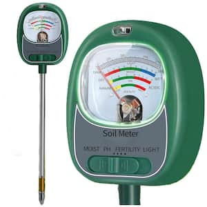 4-in-1 Soil Moisture Meter/Light/Fertility/Soil PH Meter, No Need Battery, Soil Tester for Indoor & Outdoor in Green