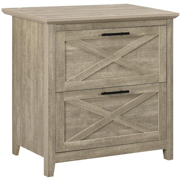 HOMCOM 2-Drawer Grey Wood 30 in. W Vertical File Cabinet