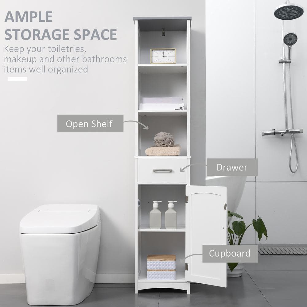 White Tall Freestanding Cabinet with Adjustable Shelving