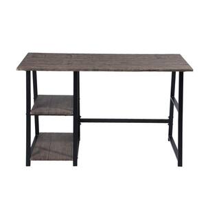 StyleWell 30 in. Rectangular Black Metal Folding Writing Desk with Grey Wood Top