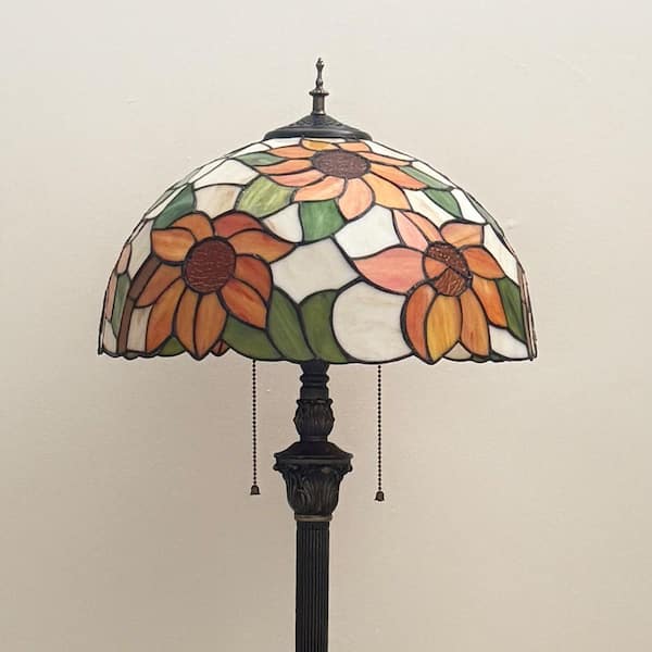 Lasaideal 64 in. Tiffany Style Bronze Finish 2-Light Standard