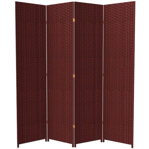 Oriental Furniture 7 ft. Red-Black 4-Panel Room Divider