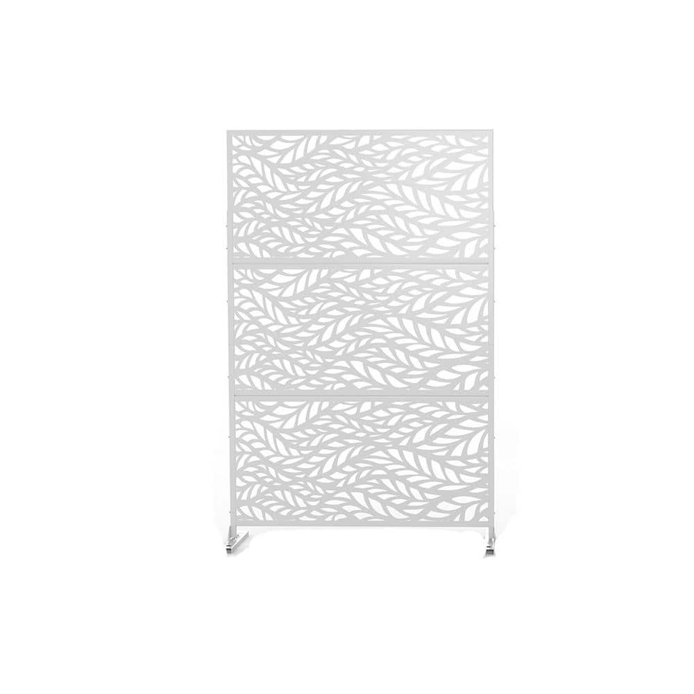 6.5 ft. H x 4 ft. W Laser Cut Metal Privacy Screen in White, 3 panels ...