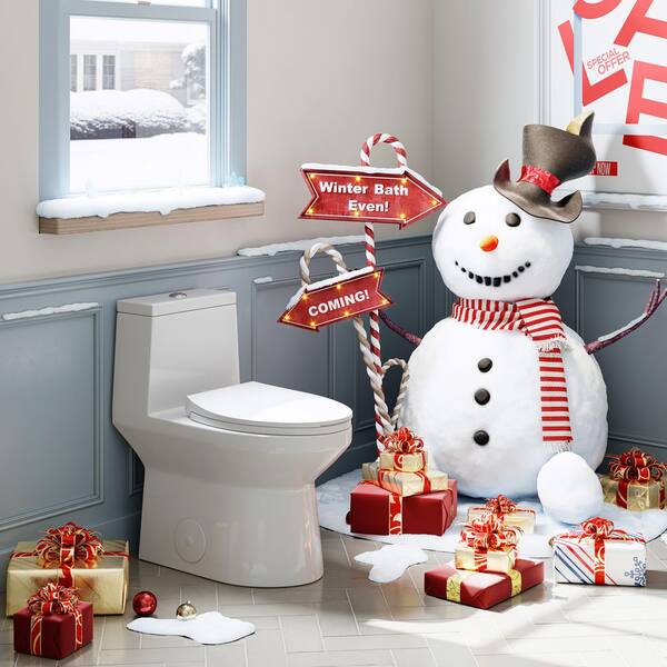 1-piece 0.8 GPF/1.28 GPF High Efficiency Dual Flush Elongated Toilet in. White Soft-Close Seat Included ADA Height