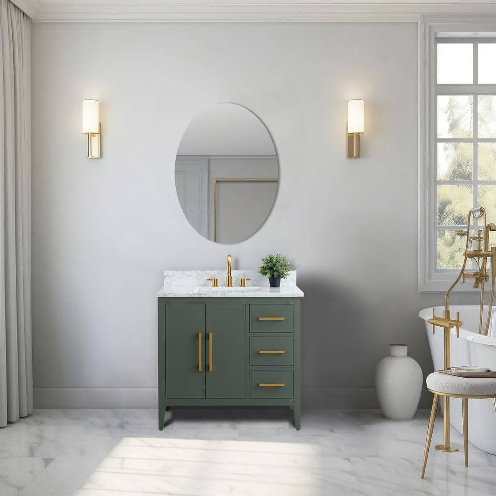 Vintage Green 36" Single Bathroom Vanity with Gold Hardware