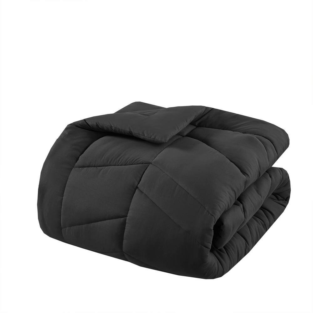 Black Twin Microfiber Reversible Chevron Comforter Set