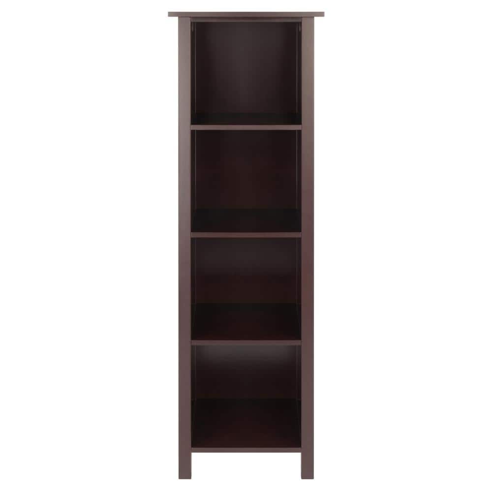 Transitional Walnut Brown 5-Tier Kids Storage Bookshelf