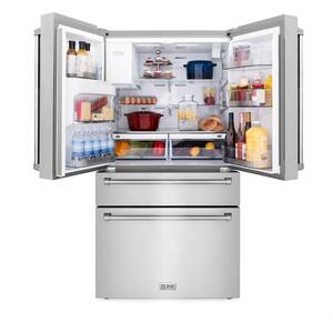 36" Freestanding French Door Refrigerator with Water and Ice Dispenser in Fingerprint Resistant Stainless