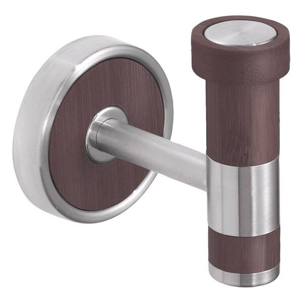 interDesign Formbu Single Robe Hook in Espresso Bamboo and Brushed Stainless Steel-DISCONTINUED