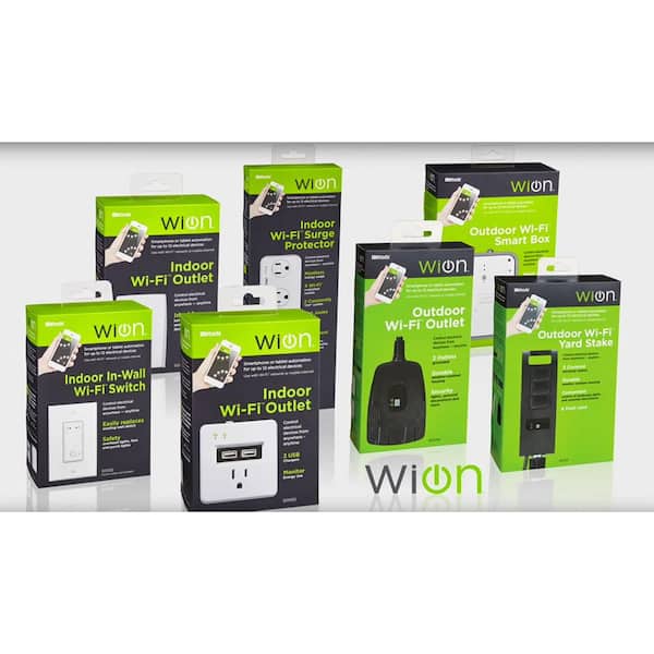 WiOn 50063 Smart Plug-In Indoor and Outdoor Wi-Fi Switch and Yard Stake Bundle, 