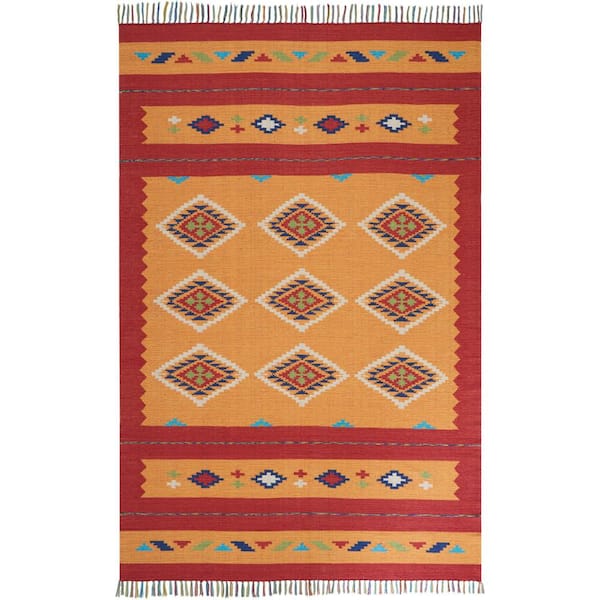 Nourison Baja Yellow/Red 8 ft. x 10 ft. Tribal Transitional Area Rug