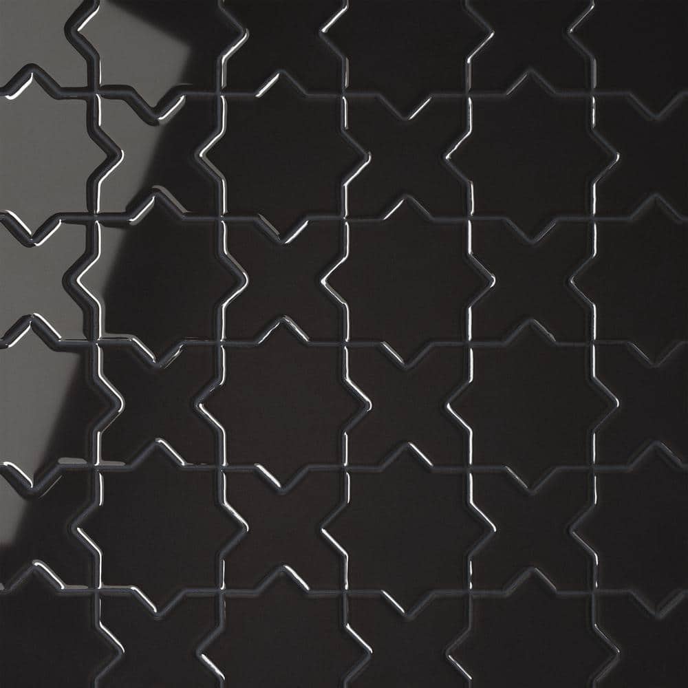 Sample-Le Cafe 4 in. x 5 in. Black Porcelain Mosaic Tile price history on PriceWatchPro