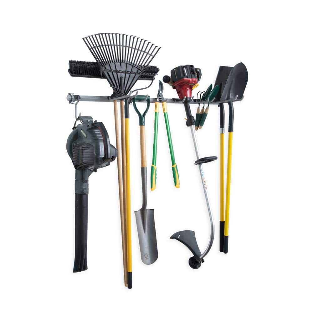 Large Gray Powder-Coated Steel Yard Tool Rack