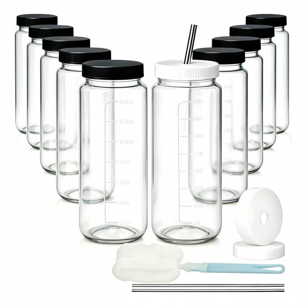 16 oz. Glass Juice Bottles with Lids and Straws for Kitchen, Bars, Juicing, Smoothies, and Kombucha (10-Pack) price history on PriceWatchPro