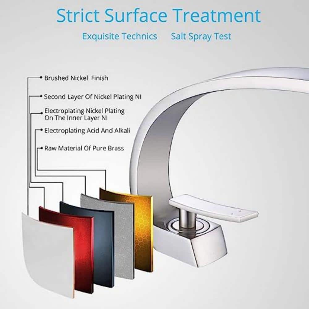 Brushed Nickel Single Handle Brass Bathroom Faucet