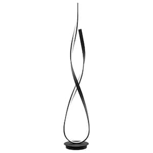 55 in. Black Ribbon-Shaped Dimmable Column Integrated LED Floor Lamp