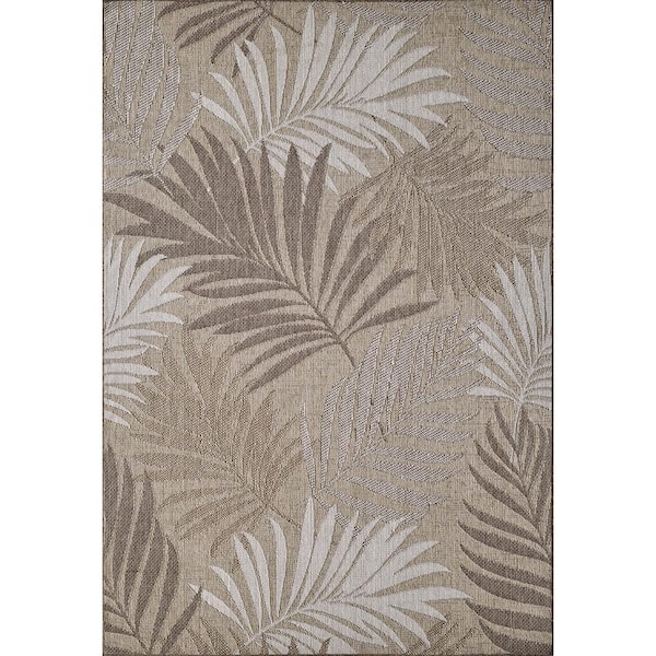 Isla Natural 8 ft. x 10 ft. Tropical Floral Indoor/Outdoor Area Rug