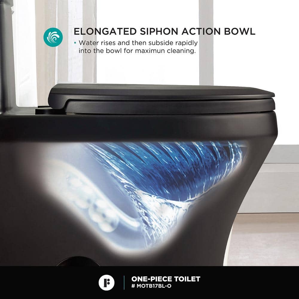 Black Matte Elongated Free Standing Dual Flush Toilet