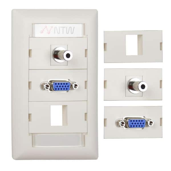 NTW White 1-Gang Audio/Video Wall Plate (1-Pack)