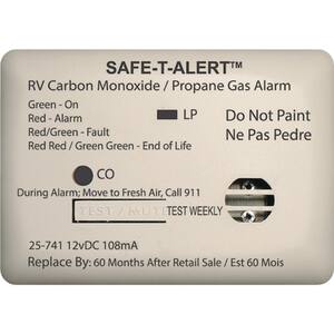25 Series 12-Volt Safe-T-Alert Mini RV Dual Carbon Monoxide/Propane Alarm in White