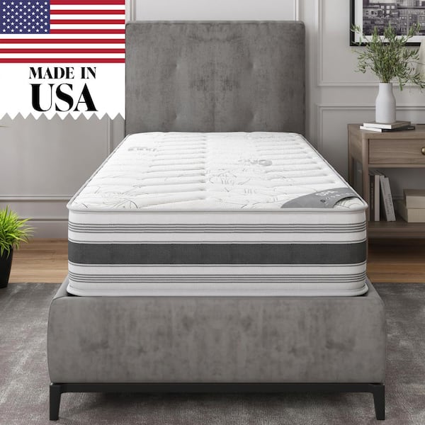 Ottomanson Lodge 12 in. Twin Made in USA Firm Hybrid Mattress Cool Airflow with Edge to Edge Pocket Coil, Bed in A Box, Ottopedic