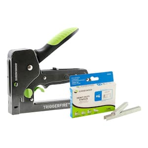 Steel Triggerfire Staple Gun with (1-Pack) #4 Heavy-Duty Staples