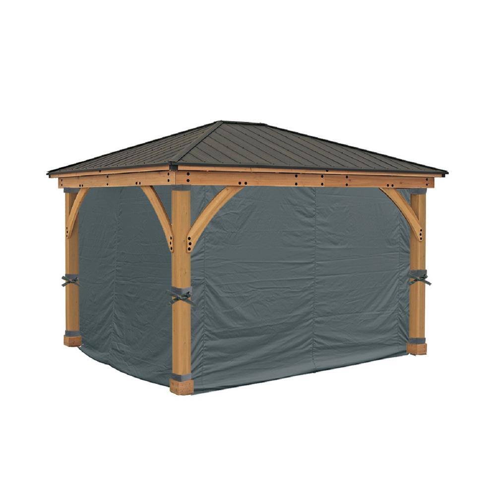 Gray Weather-Resistant 4-Sided Privacy Curtain for 11 ft. x 13 ft. Gazebo