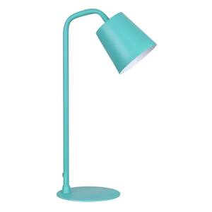 20.5 in. Matte Aqua Desk Lamp with Arched Base and Metal Shade