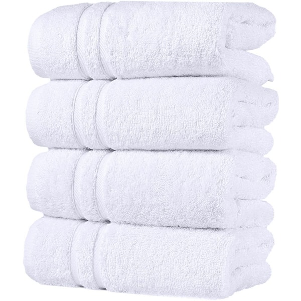 Unbranded 100% Cotton 4 Pack Premium White Hand Towels-Quick-Dry, High Absorbent, for Bathroom