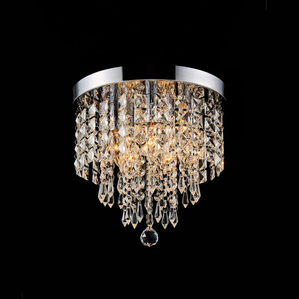 Merra 11" Chrome Crystal Close-to-Ceiling Light