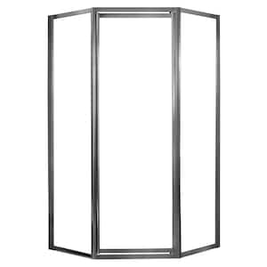 Tides 18-1/2 in. x 24 in. x 18-1/2 in. x 70 in. Framed Neo-Angle Pivot Shower Door in Brushed Nickel and Clear Glass