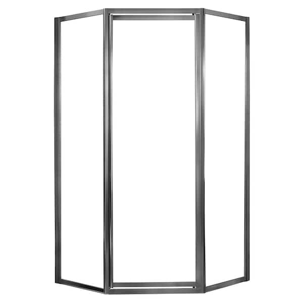 CRAFT + MAIN Tides 18-1/2 in. x 24 in. x 18-1/2 in. x 70 in. Framed Neo-Angle Pivot Shower Door in Brushed Nickel and Clear Glass