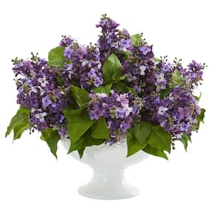 Indoor Lilac Artificial Arrangement in White Vase