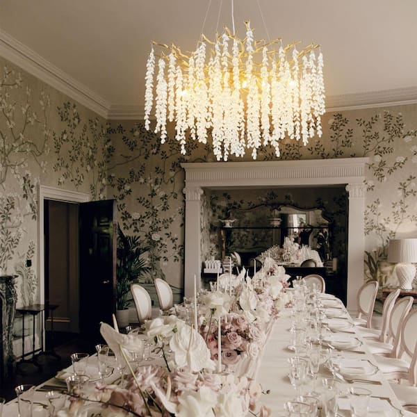 Modern Chandelier 30 in. 10-Lights Luxury Gold Chandelier for Dining Room, Foyer, Living Room,Crystal Chandelier